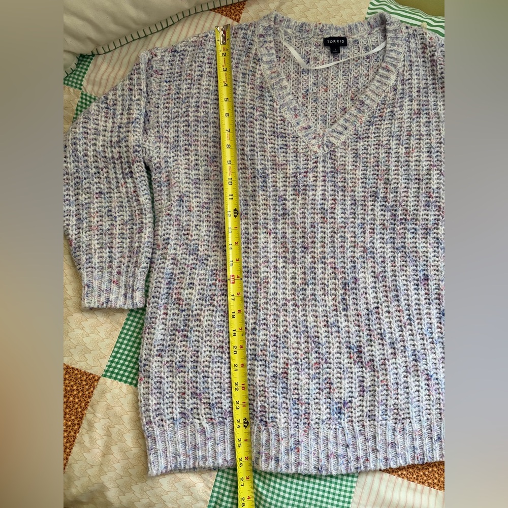 Torrid Multicolor Ribbed Chunky Knit V-Neck Sweater - Picture 8 of 9